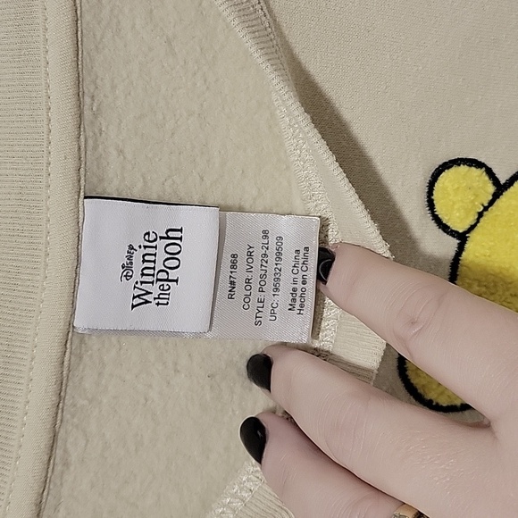Disney Winnie the Pooh Applique‎ Crewneck Long Sleeves Sweatshirt Women Medium - Picture 4 of 13